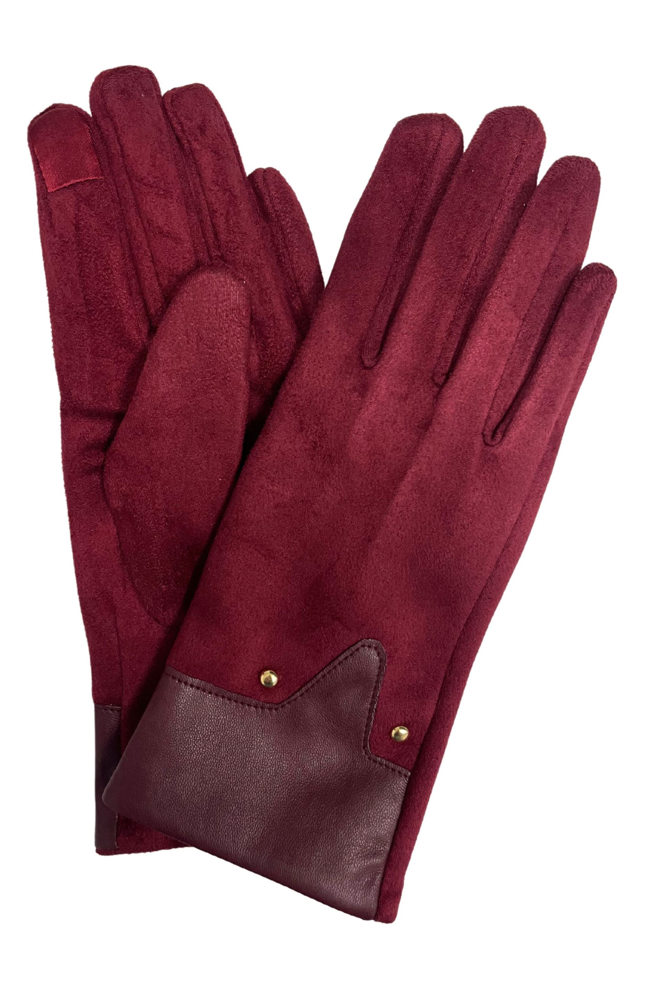 MARCUS ADLER Studded Faux Suede Gloves