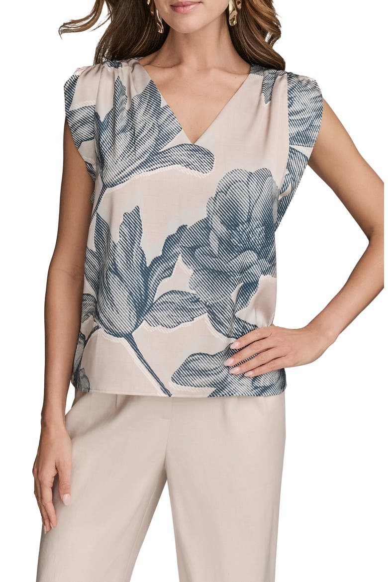 Print Sleeveless Top, Main, color, SAND COMBO