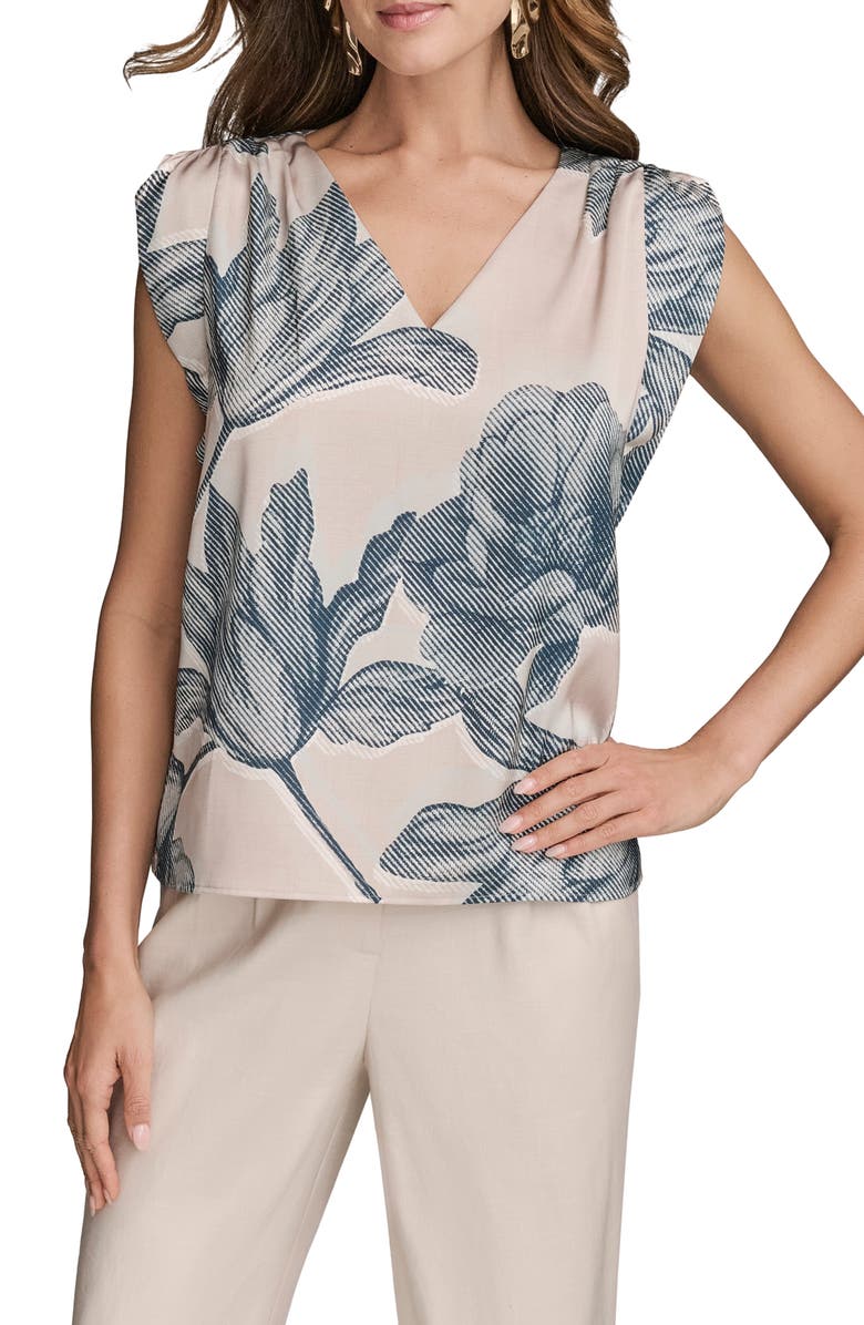 Donna Karan New York Print Sleeveless Top, Main, color, Sand Combo