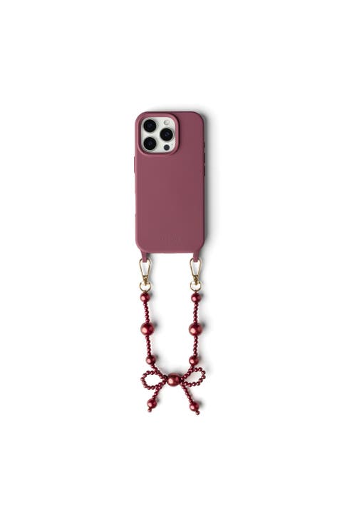 Burgundy Bow Phone Wristlet Set - iPhone 17 Air/Pro/Max