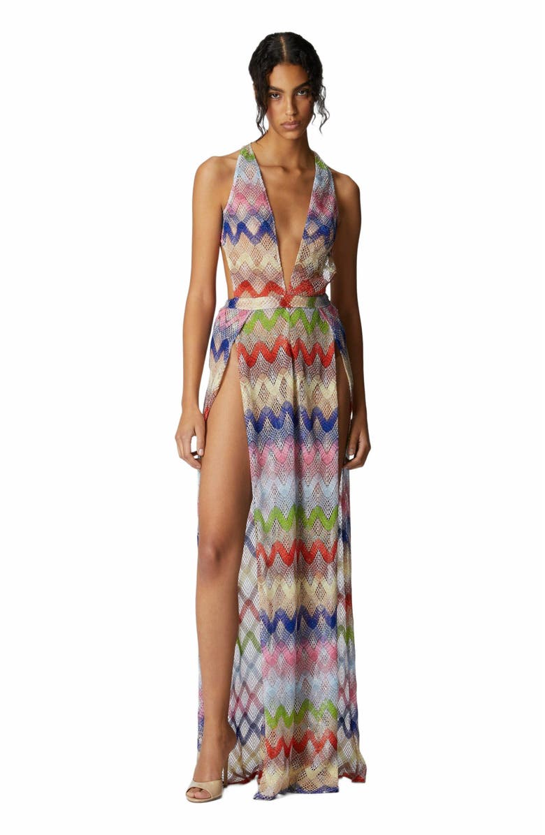 Missoni Long Jumpsuit In Viscose And Mesh Blend, Main, color, Multicoloured