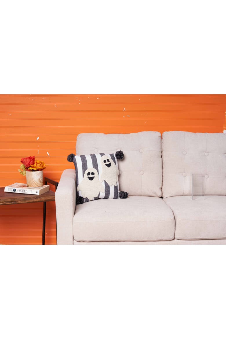 Ghost Halloween Mini Hooked Accent Pillow, Alternate, color, Black