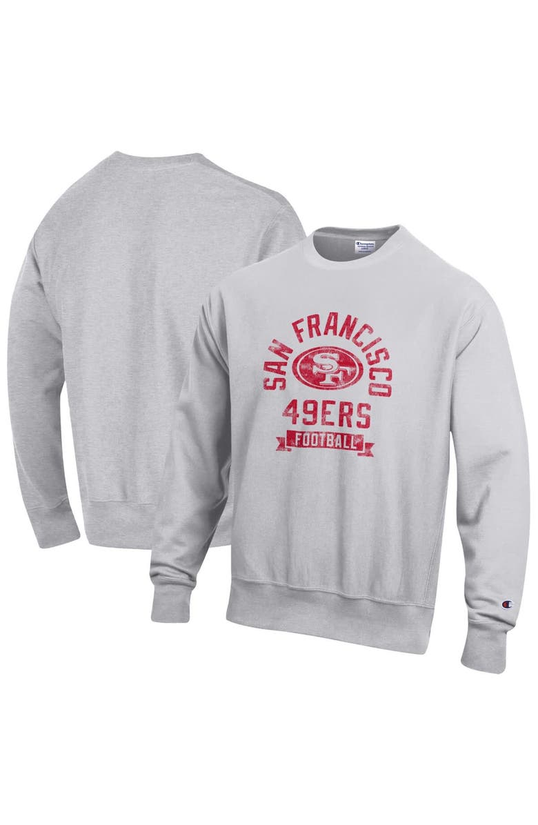 Champion Men's Champion  Heather Gray San Francisco 49ers Reverse Weave Fleece Pullover Sweatshirt, Main, color, Heather Gray