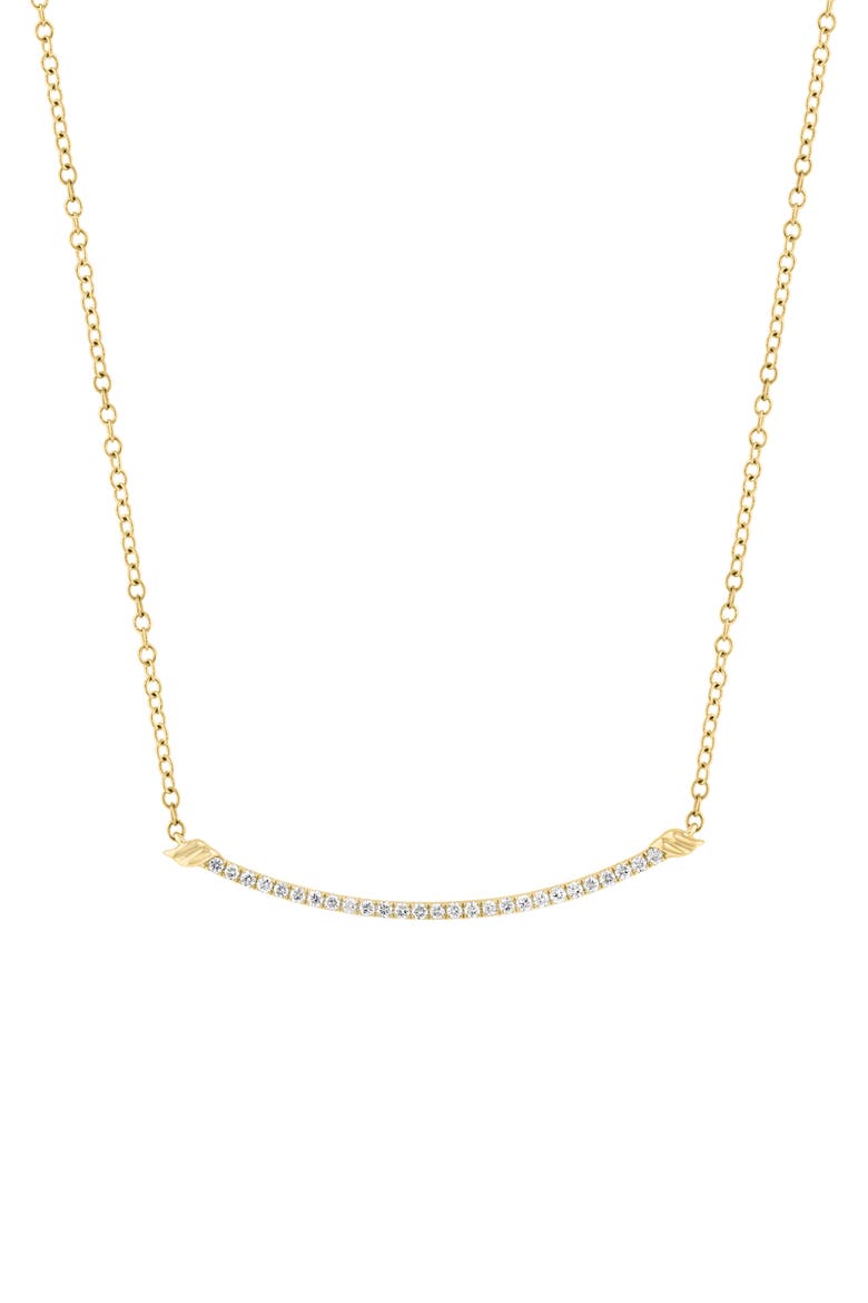 14K Gold Plated Sterling Silver Lab Grown Diamond Bar Pendant Necklace, Main, color, GOLD