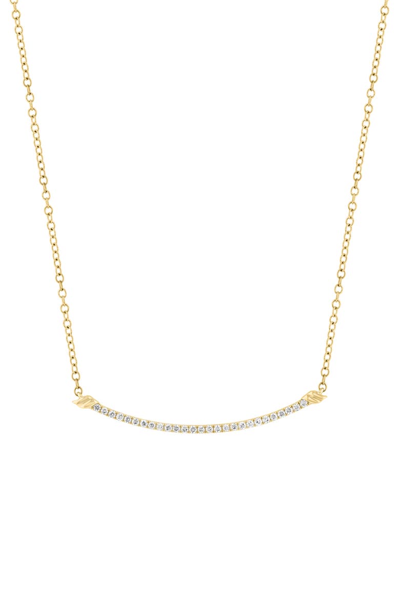EFFY 14K Gold Plated Sterling Silver Lab Grown Diamond Bar Pendant Necklace, Main, color, Gold