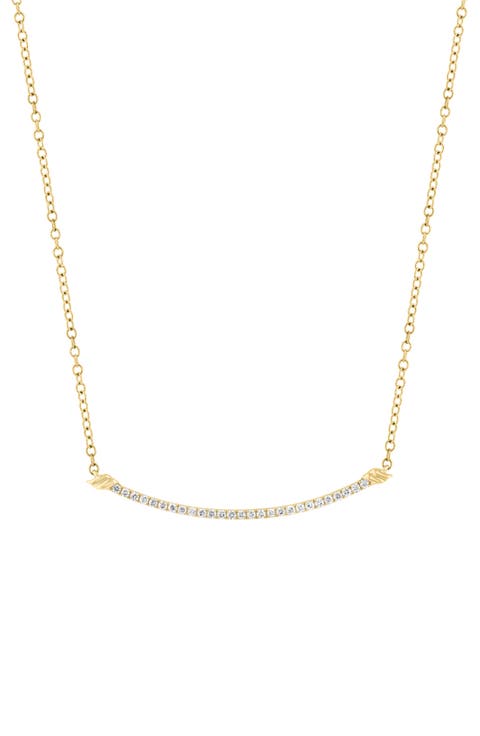 14K Gold Plated Sterling Silver Lab Grown Diamond Bar Pendant Necklace