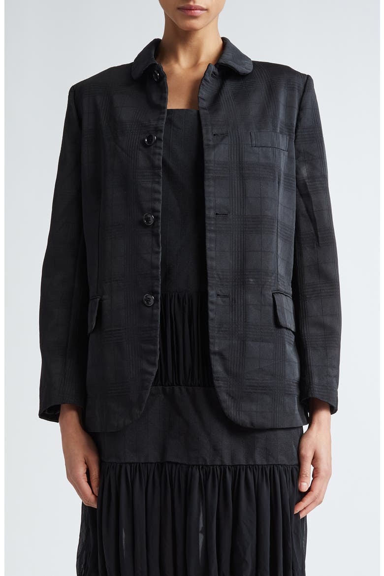 Jacquard Check Blazer, Main, color, BLACK