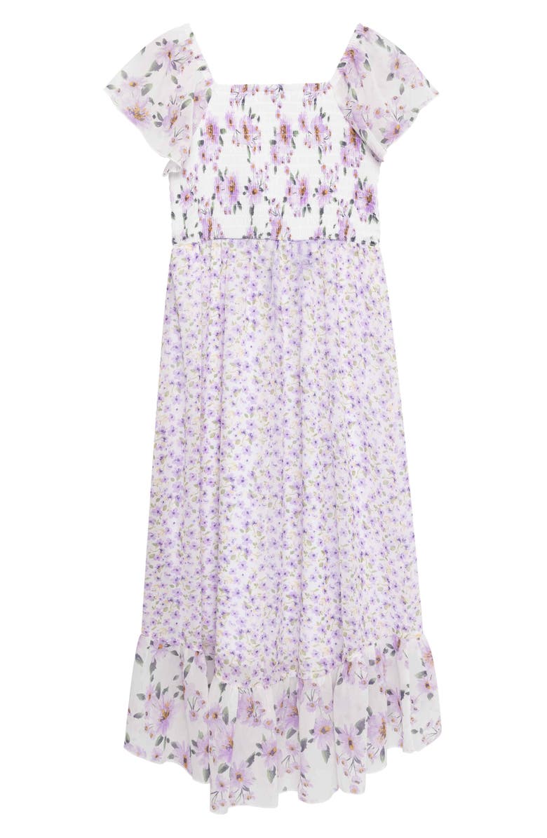 Speechless Kids' Smocked Maxi Dress & Purse Set, Alternate, color, Ivory/ Lilac Jm