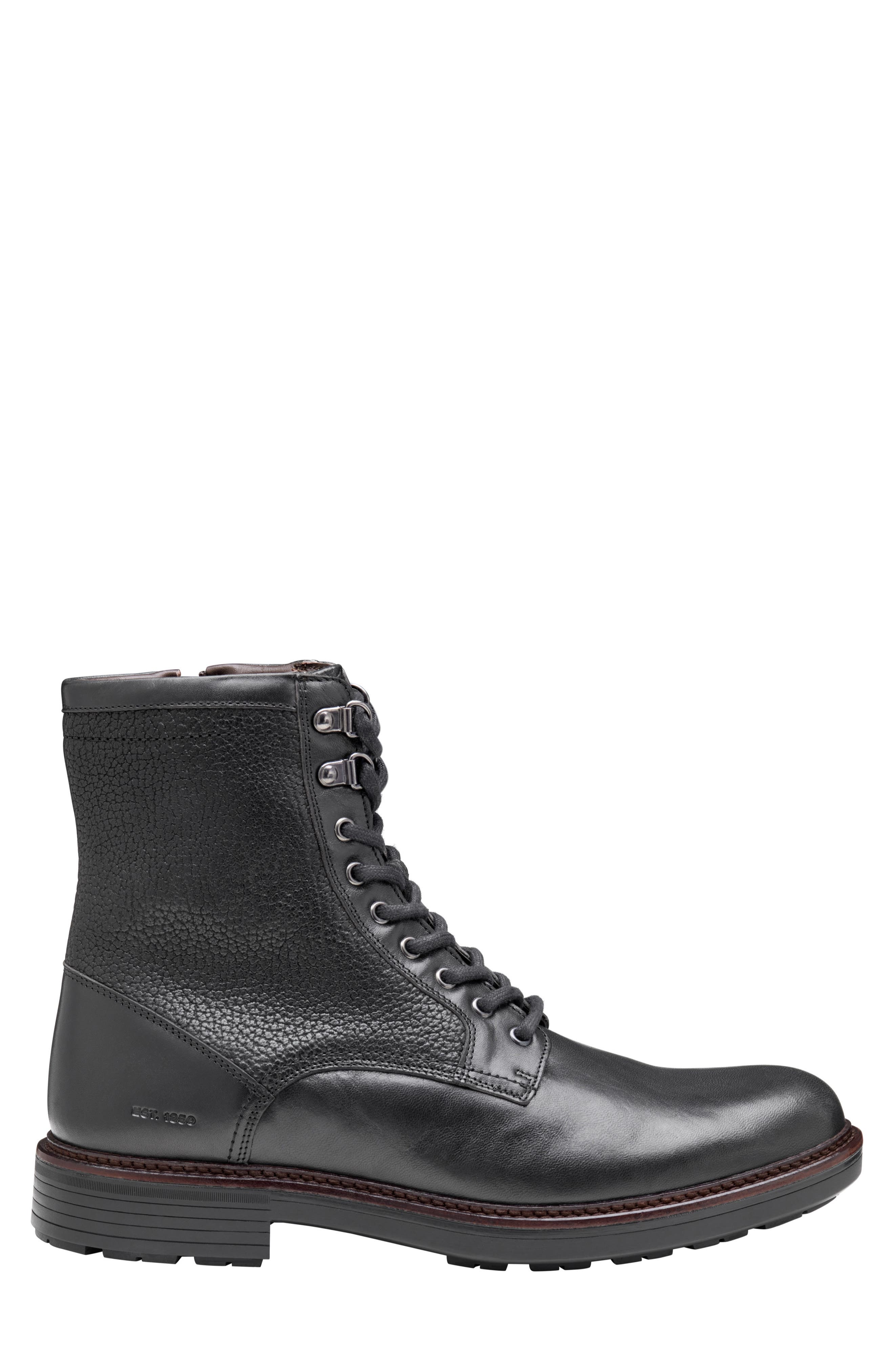 Latham Plain Toe Combat Boot, Alternate, color, BLACK EUROPEAN CALFSKIN