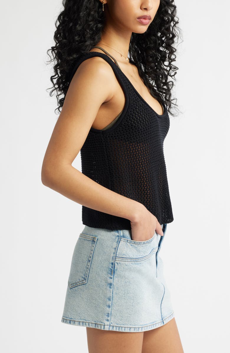 BP. Open Stitch Crop Tank, Alternate, color, Black