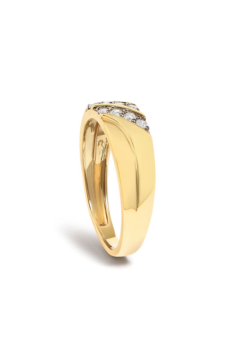 Men's 14K Yellow Gold Plated Sterling Silver 1/4 Cttw Diamond Two Row Channel Band Ring, Alternate, color, Yellow Gold over Silver