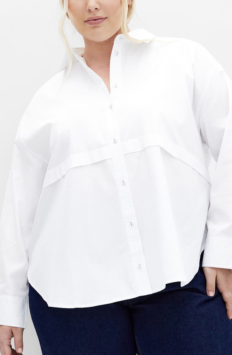 City Chic Malani Long Sleeve Cotton Button-Up Shirt, Alternate, color,