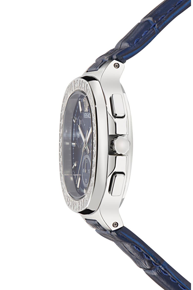 V-Chrono Square Swiss Quartz Croc Embossed Leather Strap Watch, 40mm, Alternate, color, STAINLESS STEEL