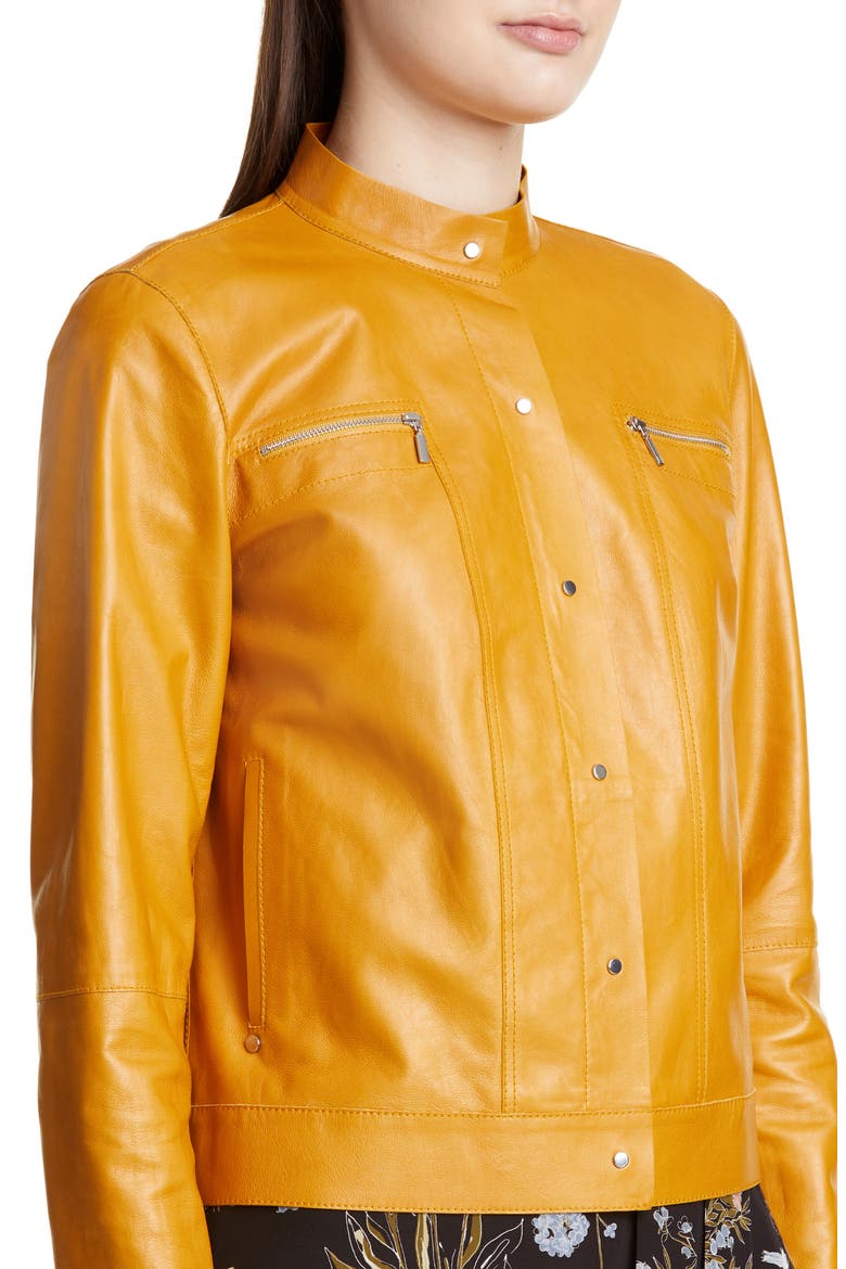 Galicia Glazed Lambskin Leather Jacket, Alternate, color, SUNSTONE