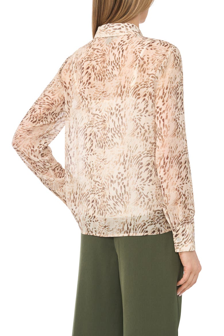 Hidden Placket Semisheer Chiffon Button-Up Shirt, Alternate, color, AFTERGLOW