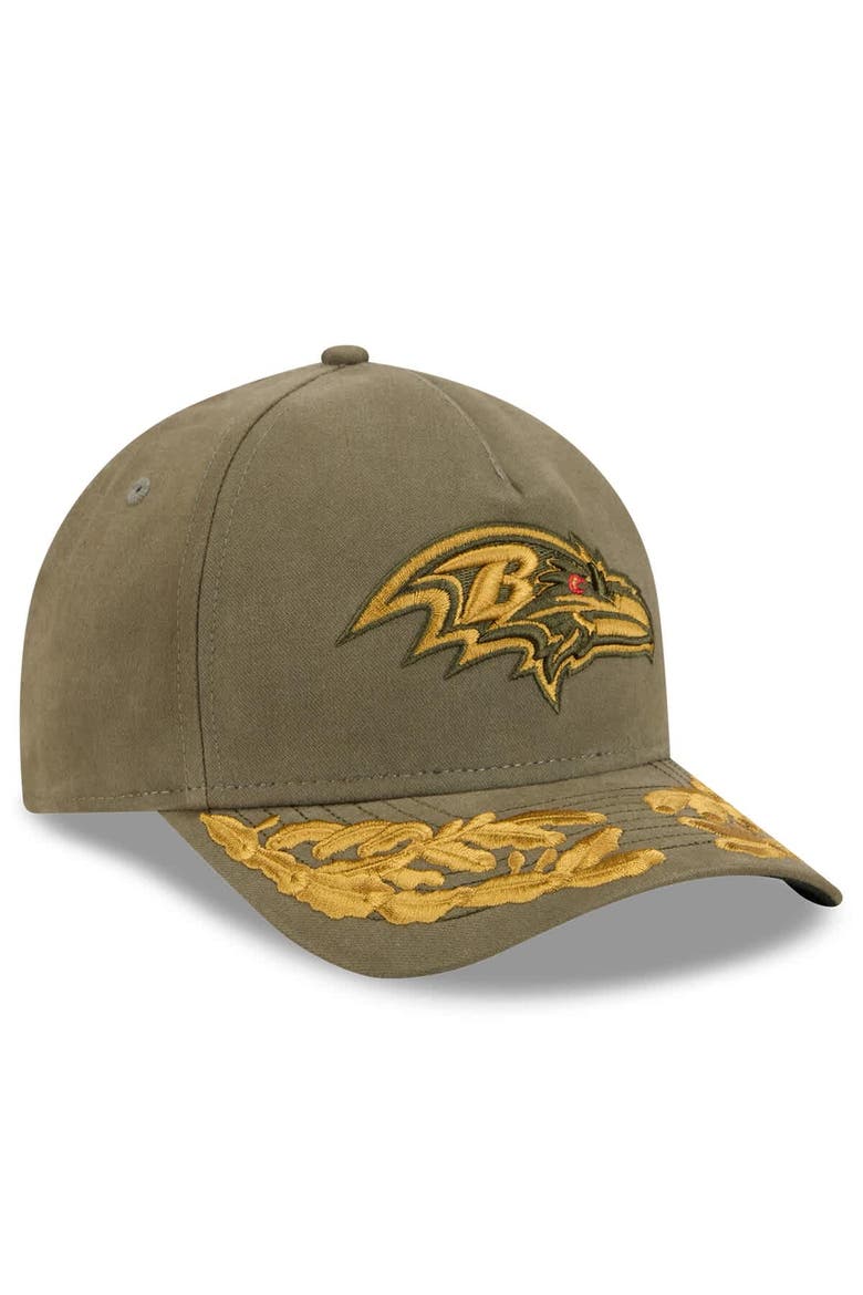 Men's New Era x Alpha Industries  Olive Baltimore Ravens A-Frame 9FORTY Adjustable Hat, Alternate, color, Olive