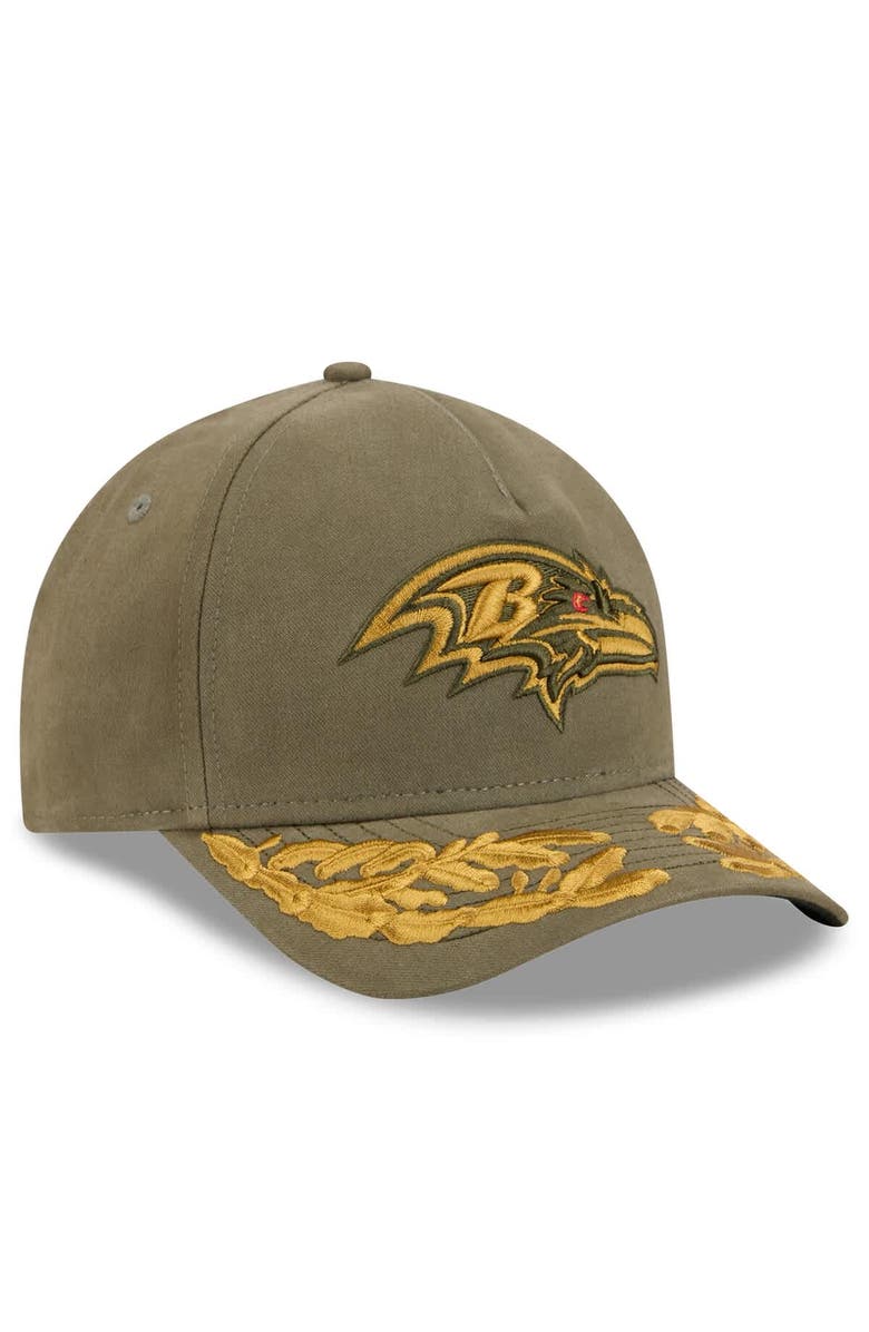 New Era x Alpha Industries Men's New Era x Alpha Industries  Olive Baltimore Ravens A-Frame 9FORTY Adjustable Hat, Alternate, color, Olive