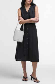 Barbour Elsie Sleeveless Button Front Cotton & Linen Midi Dress