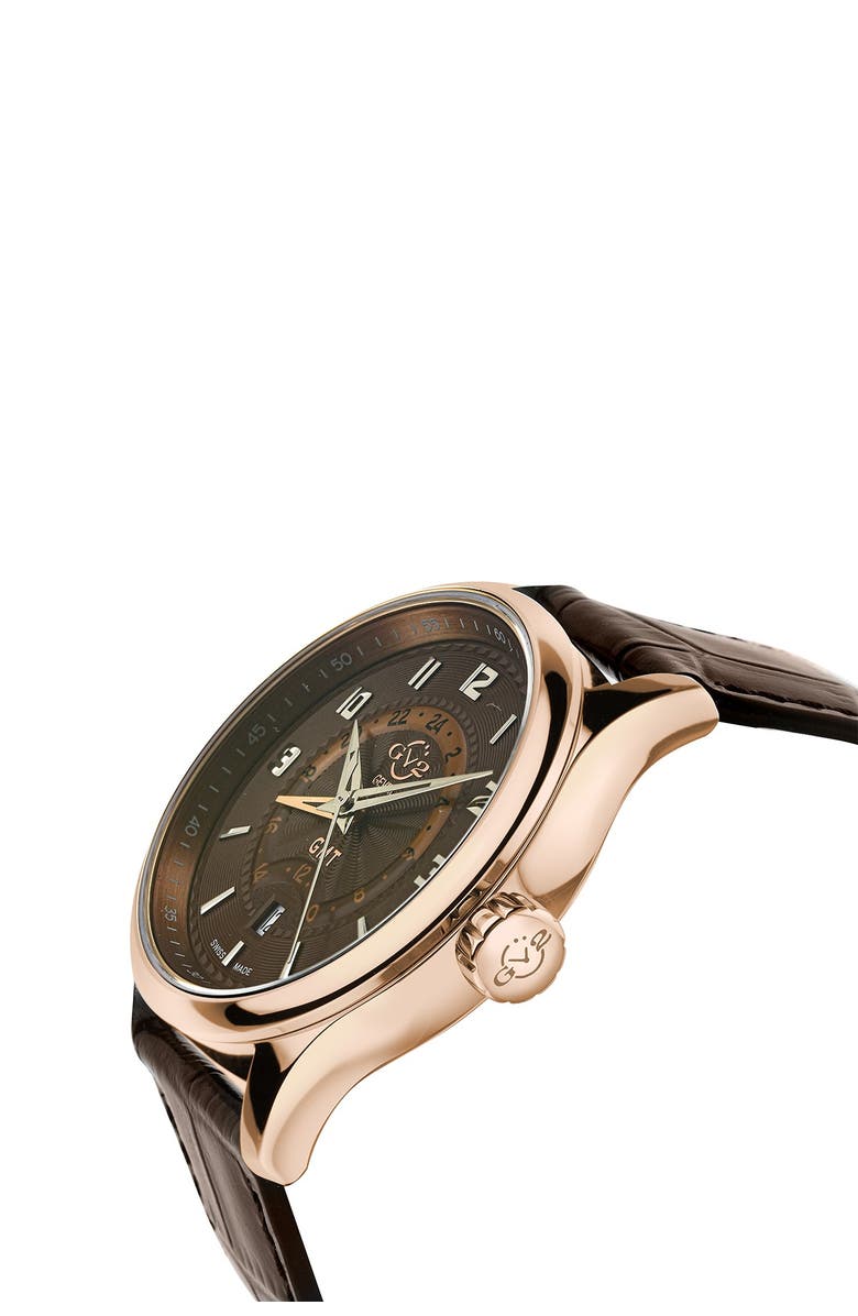 GV2 Men's Giromondo Brown Dial Brown Calfskin Leather Watch,, Alternate, color, Brown