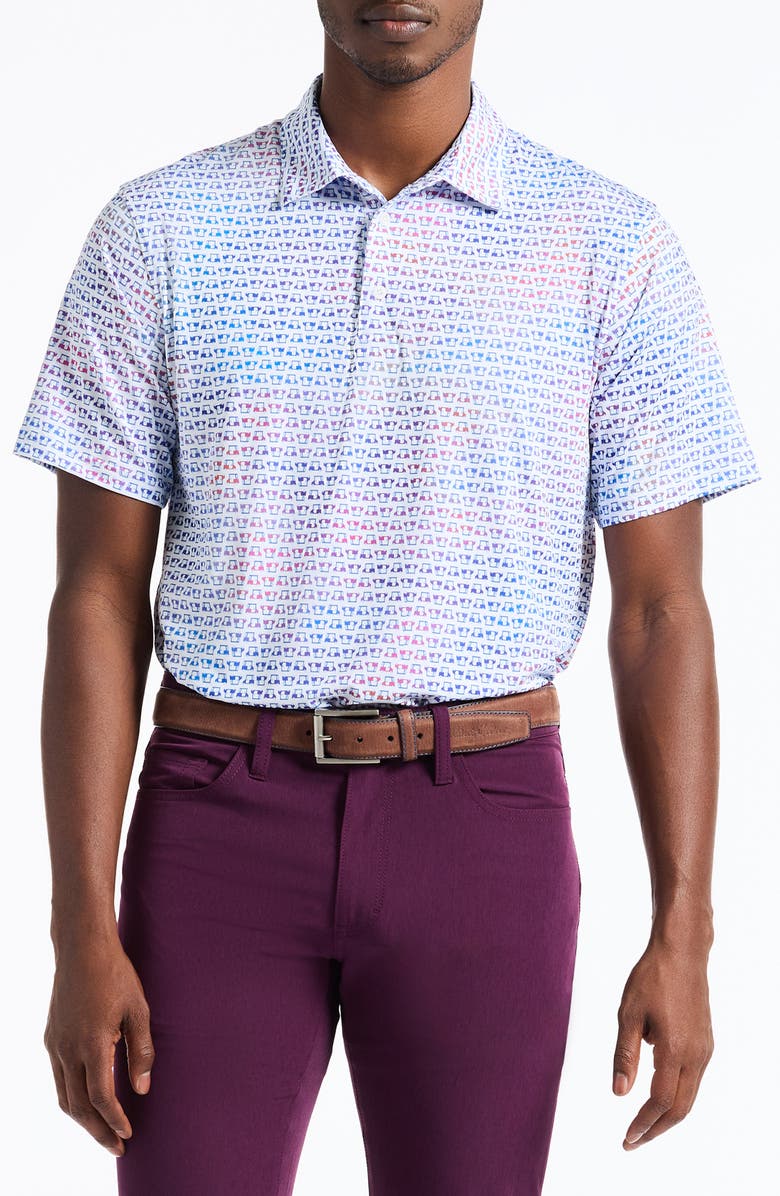 Robert Graham Cart Cruisn' Short Sleeve Performance Polo, Main, color, Blue Multi