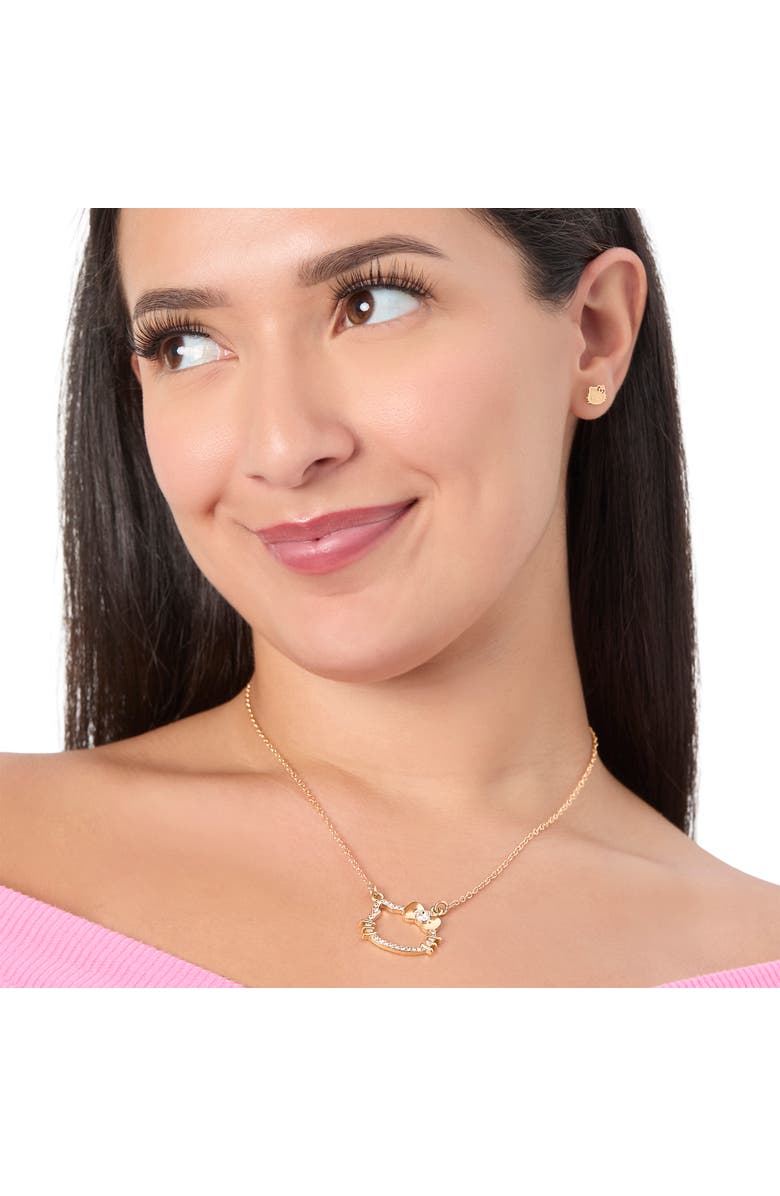 Hello Kitty Outline Pendant Necklace with Chain in Gold Tone, Alternate, color, Gold Tone