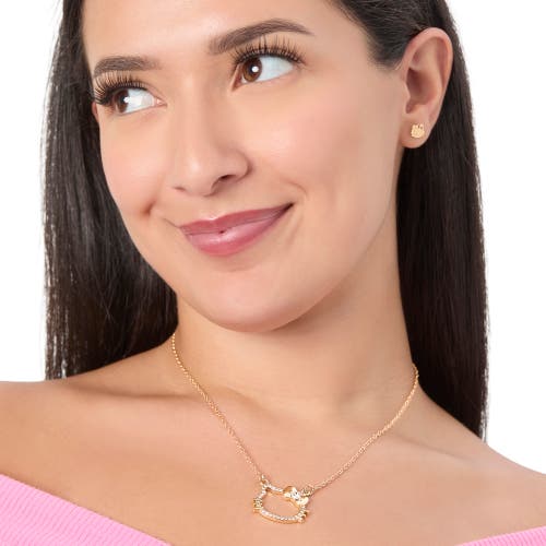 Hello Kitty Outline Pendant Necklace With Chain In Gold