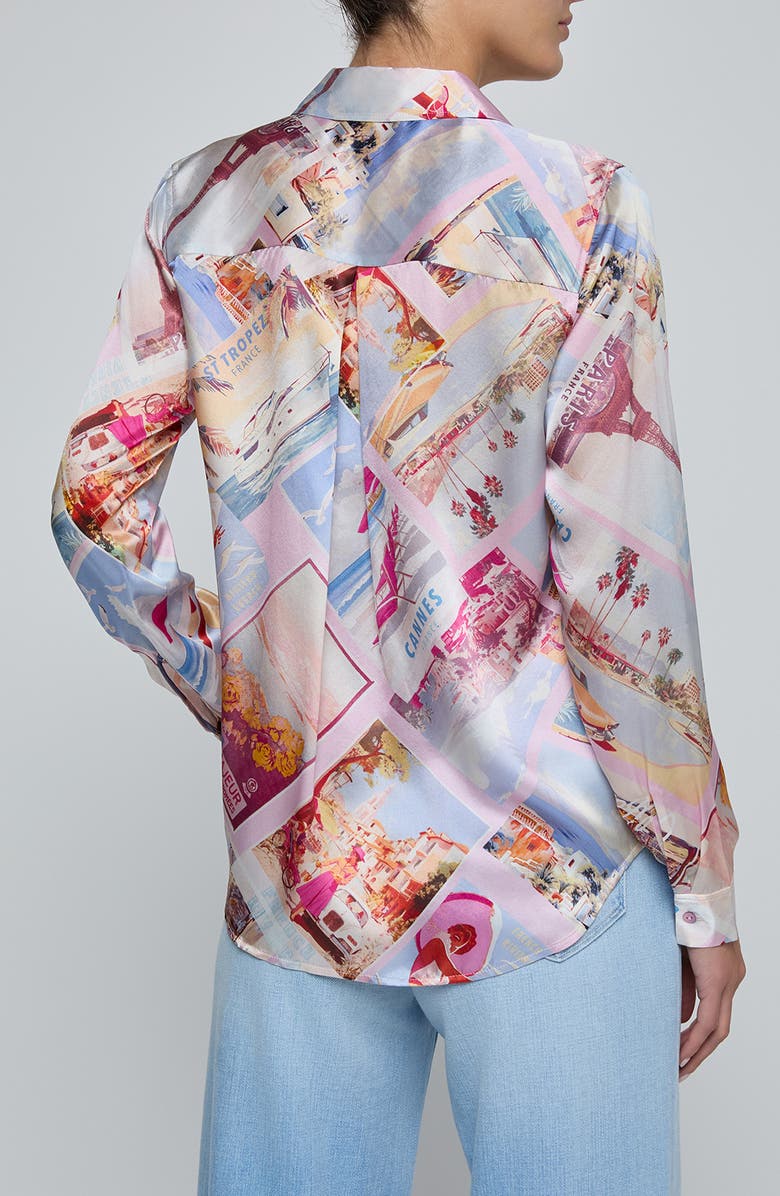 L'AGENCE Tyler Print Silk Shirt, Alternate, color, Multi Pink