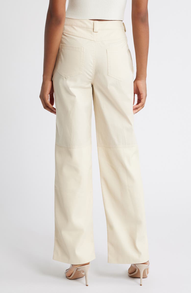 Mistress Rocks Faux Leather & Twill Paneled Pants, Alternate, color, Cream