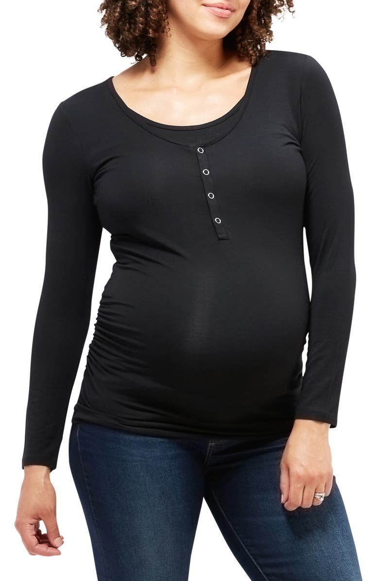 Nom Maternity Ruched Long Sleeve Maternity/Nursing Top, Main, color,