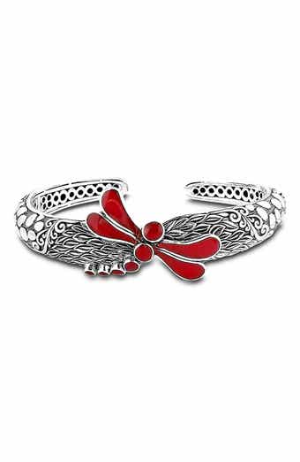 Coral Dragonfly Cuff Bracelet