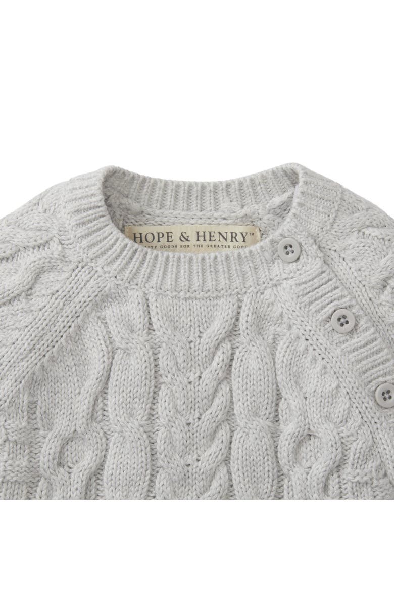 Hope & Henry Baby Cable Knit Sweater Romper, Infant, Alternate, color, Gray Heather