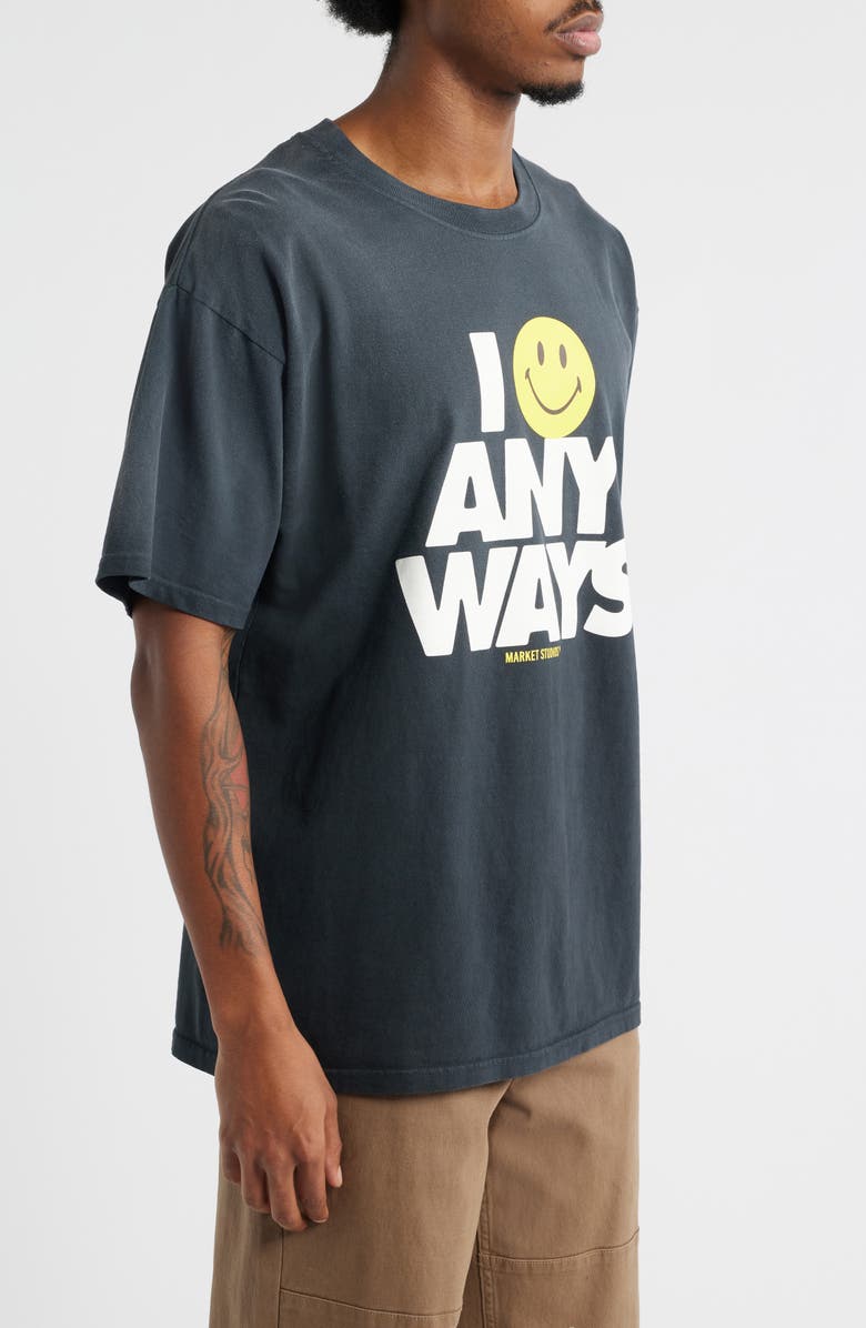 MARKET SMILEY<sup>®</sup> Smile Anyways Cotton Graphic T-Shirt, Alternate, color, Pirate-Black