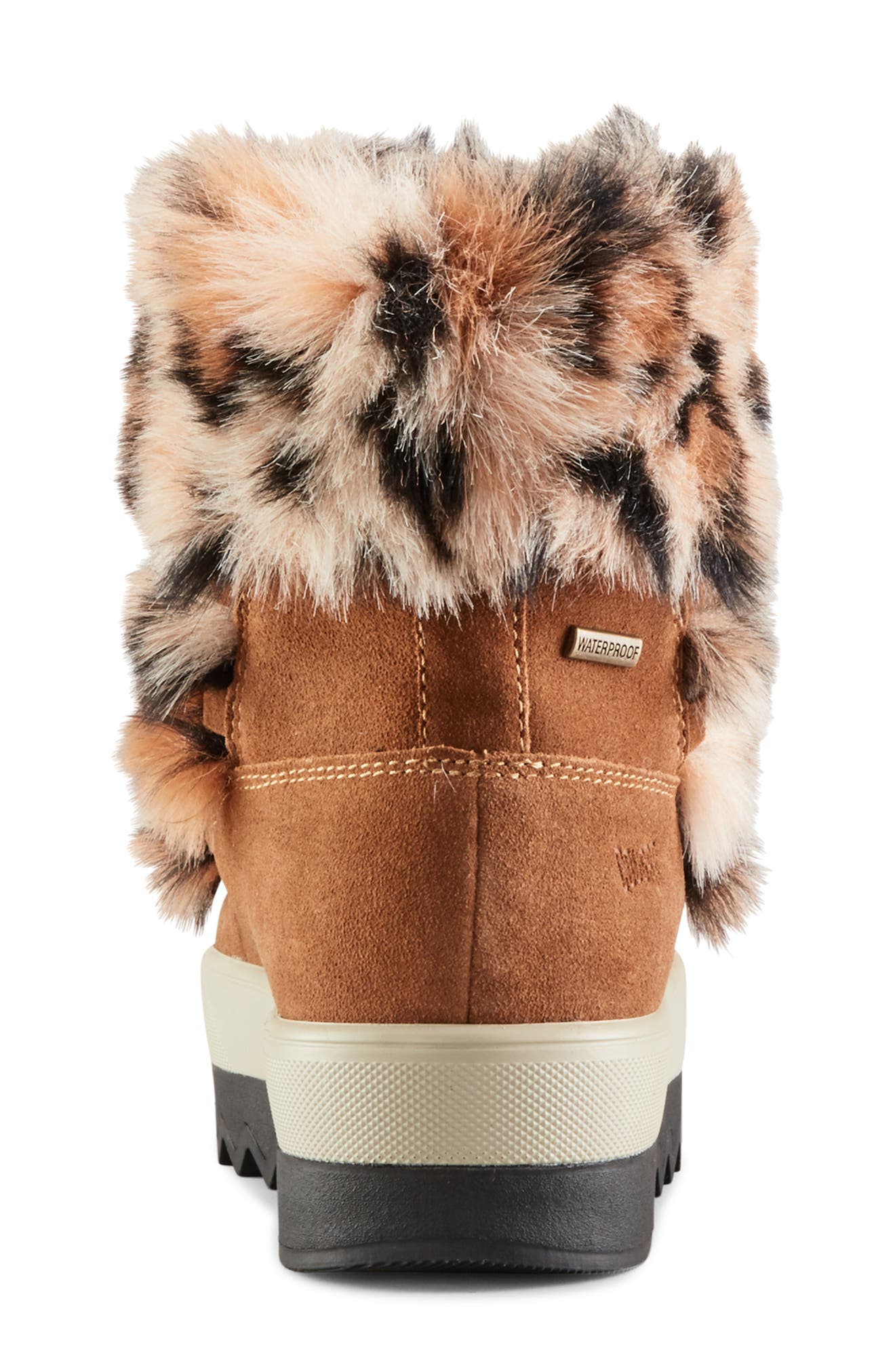 Vanity Faux Fur Trim Waterproof Bootie, Alternate, color, OAK