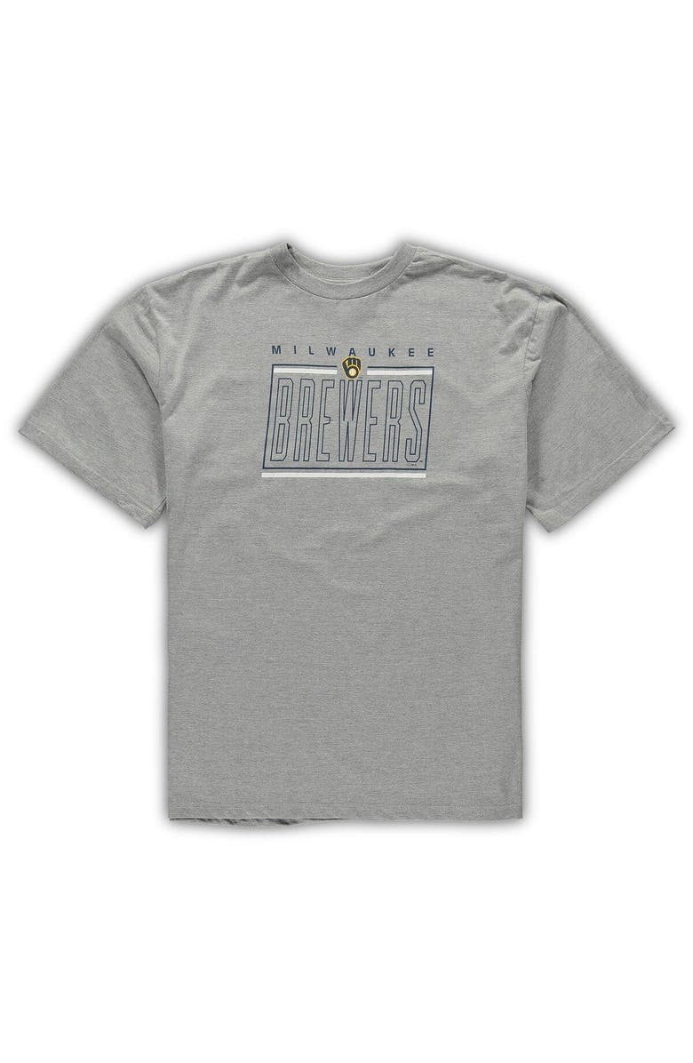 CONCEPTS SPORT Men's Concepts Sport Heathered Gray/Navy Milwaukee Brewers Big & Tall T-Shirt & Shorts Sleep Set, Alternate, color, 