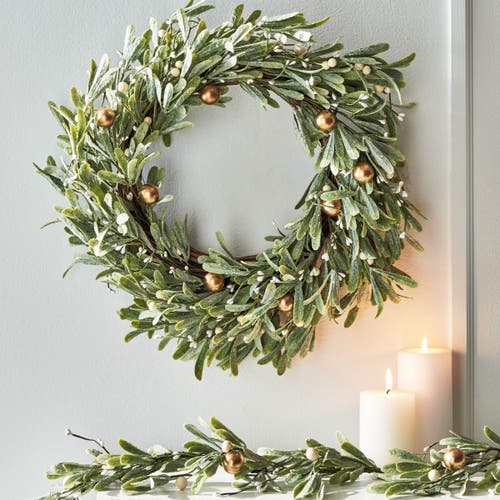 Tag Artificial Mistletoe Wreath Green Plastic Christmas Decor In Green