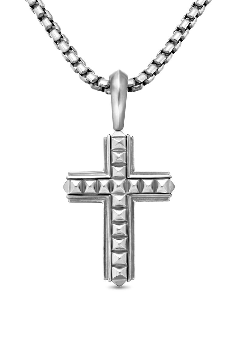 Men's Pyramid Cross Pendant, Main, color, SILVER