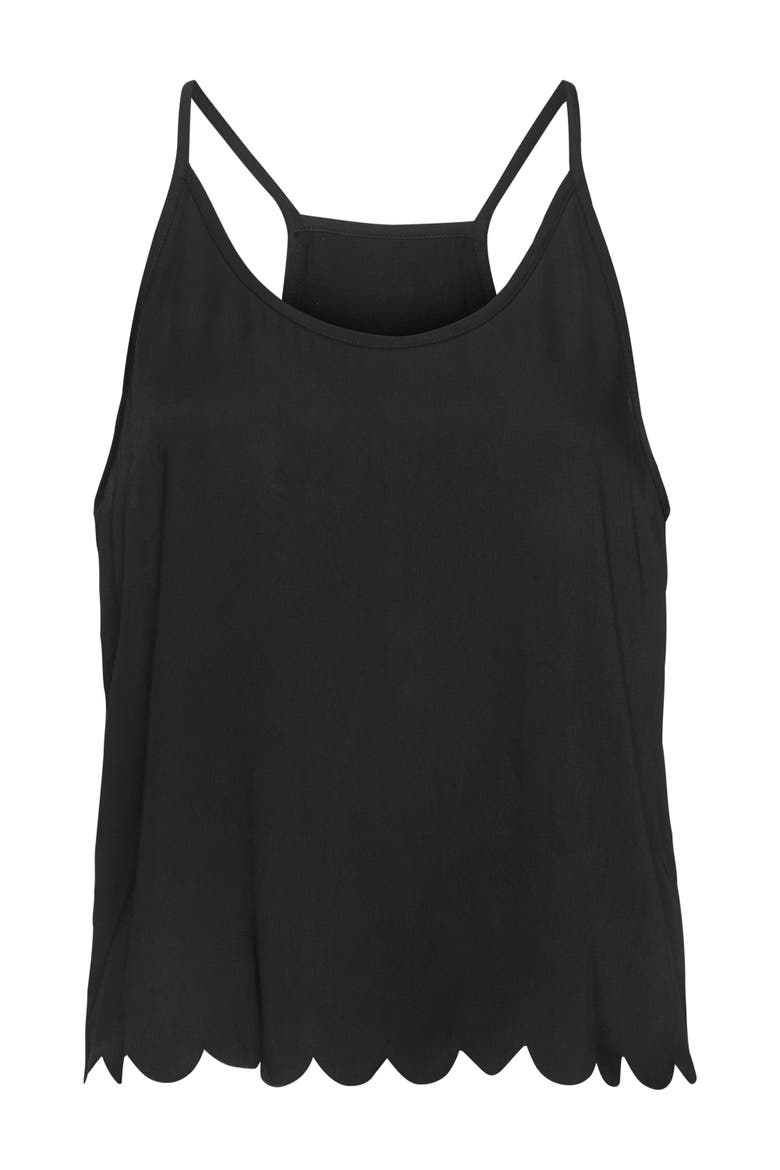 Scallop Trim Cami Top, Alternate, color, Black