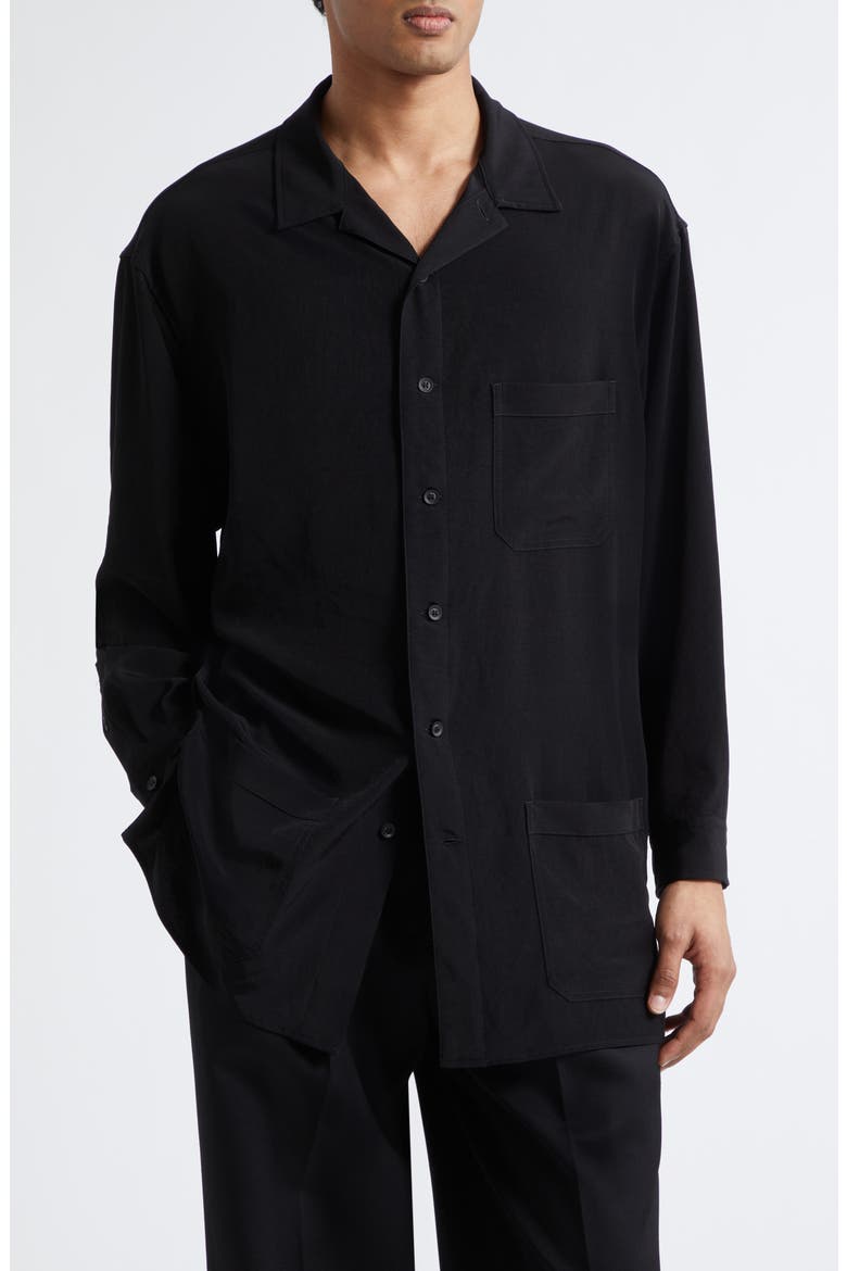 Oversize Button-Up Shirt, Main, color, BLACK