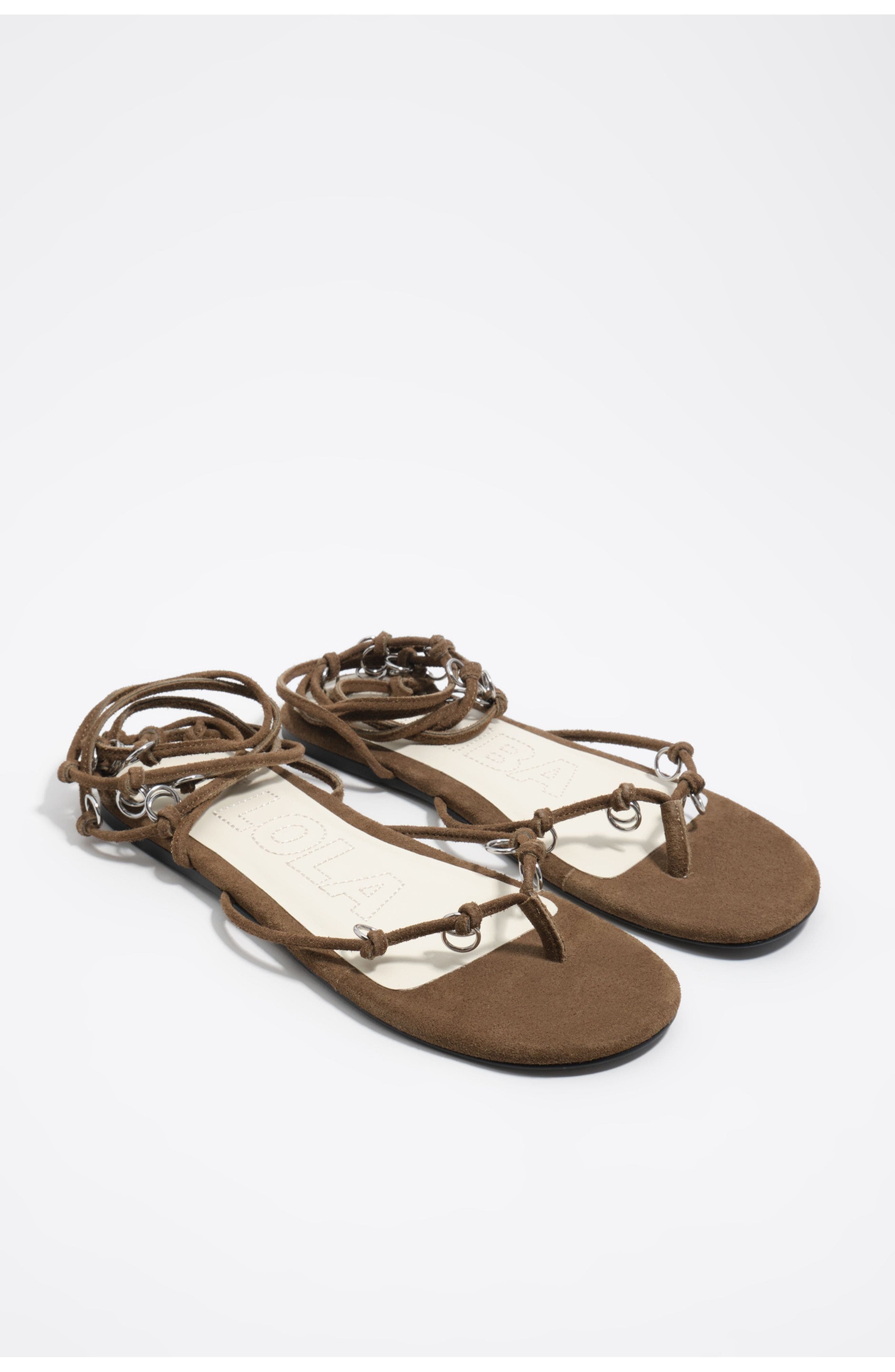 Bimba y Lola Suede Sandal With Piercings, Alternate, color, Dark Green