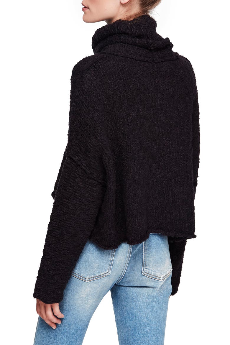Big Easy Cowl Neck Crop Sweater, Alternate, color, BLACK