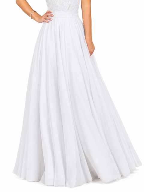 Beaded Faux-Wrap V-Neck Bridal Gown