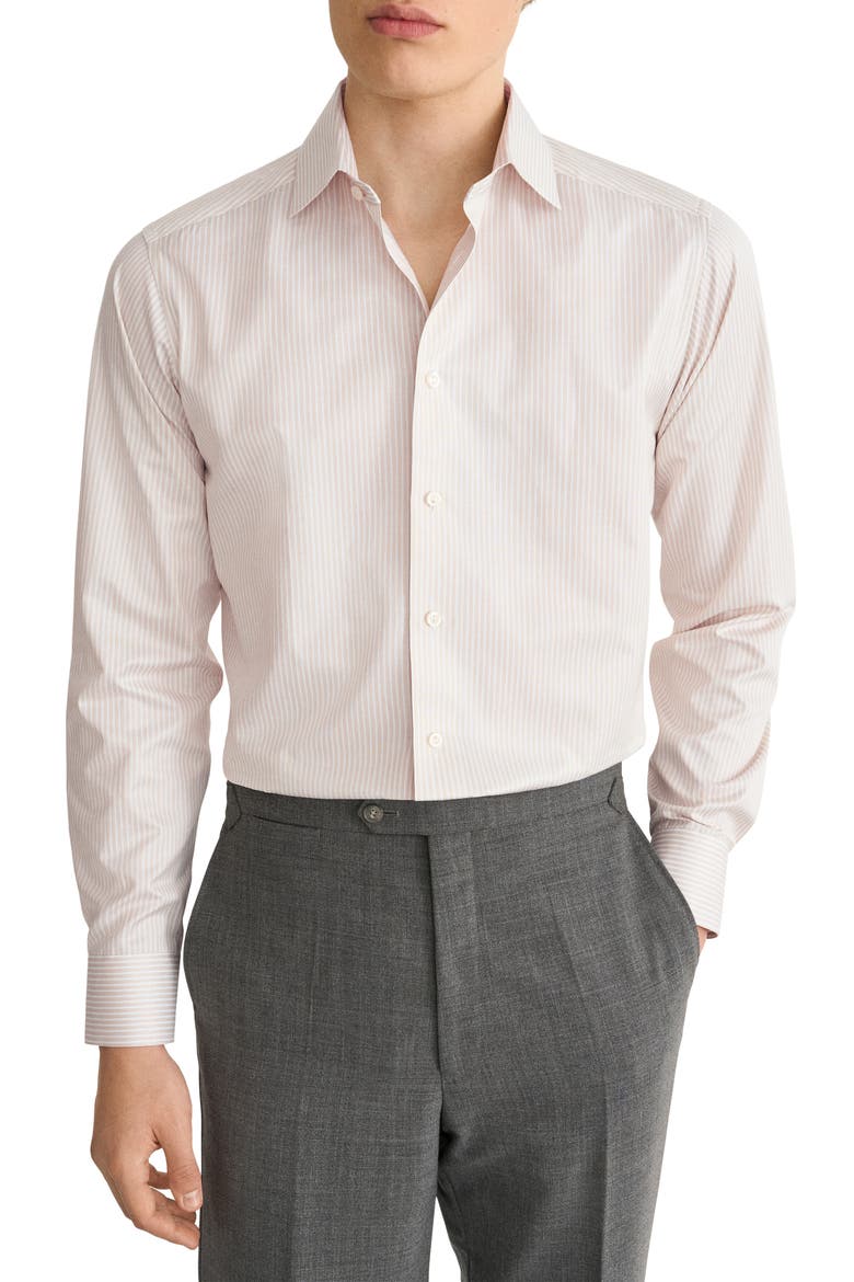 Slim Fit Striped Shirt, Main, color, LIGHT BEIGE