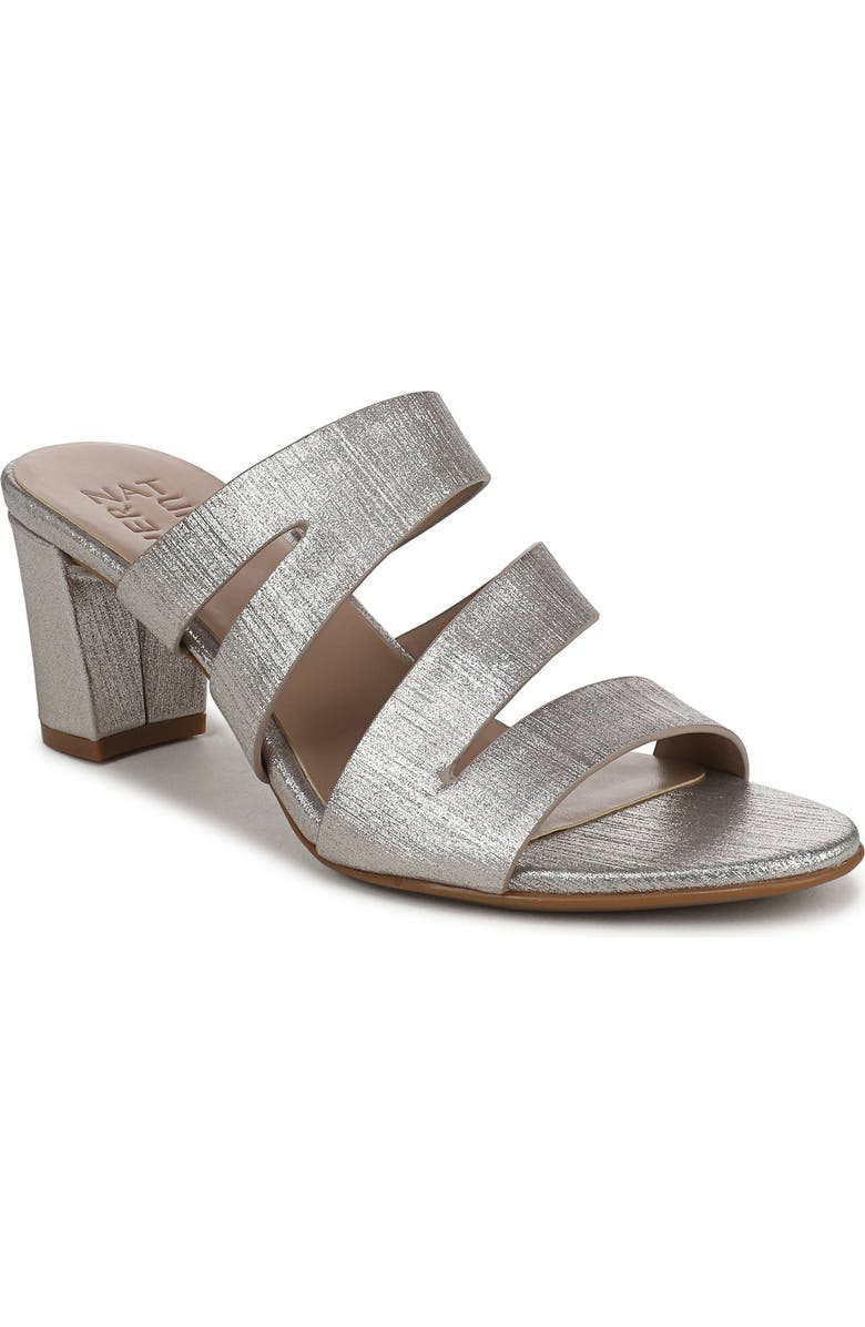 Naturalizer Beaming Block Heel Sandal, Main, color, Silver Metallic Linen