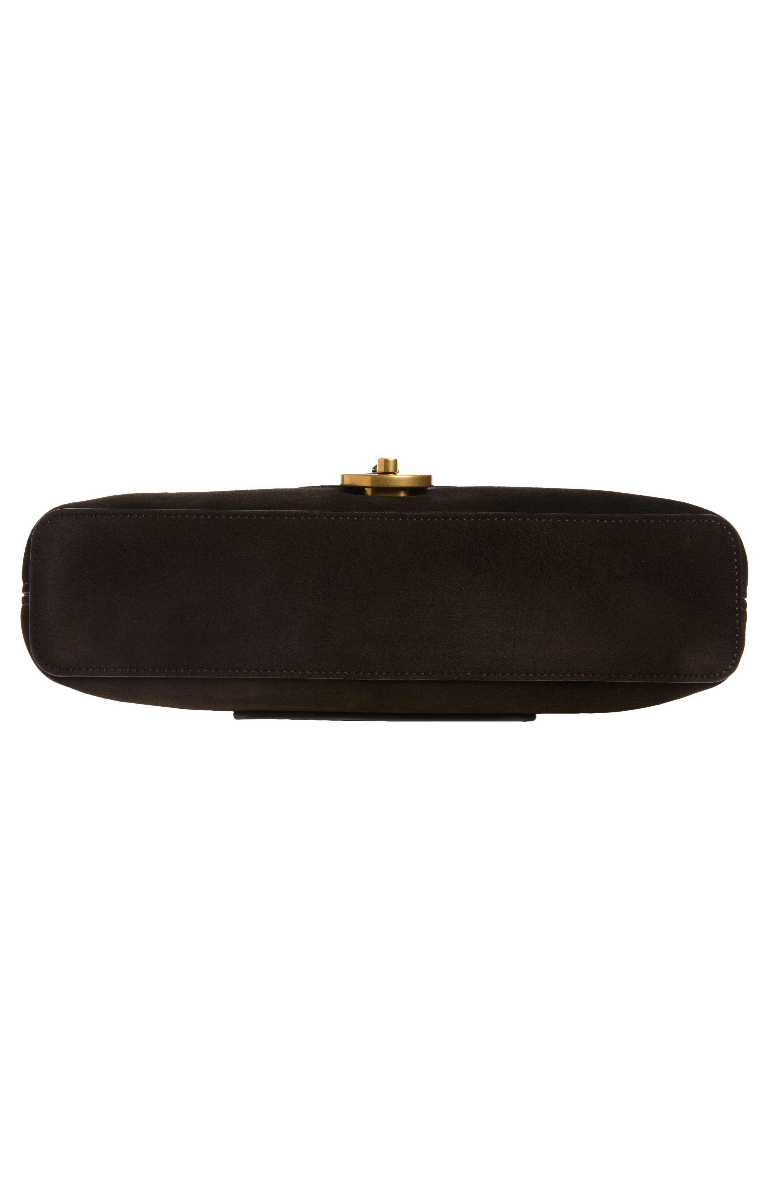 Medusa Suede Clutch, Alternate, color, MOKA GOLD