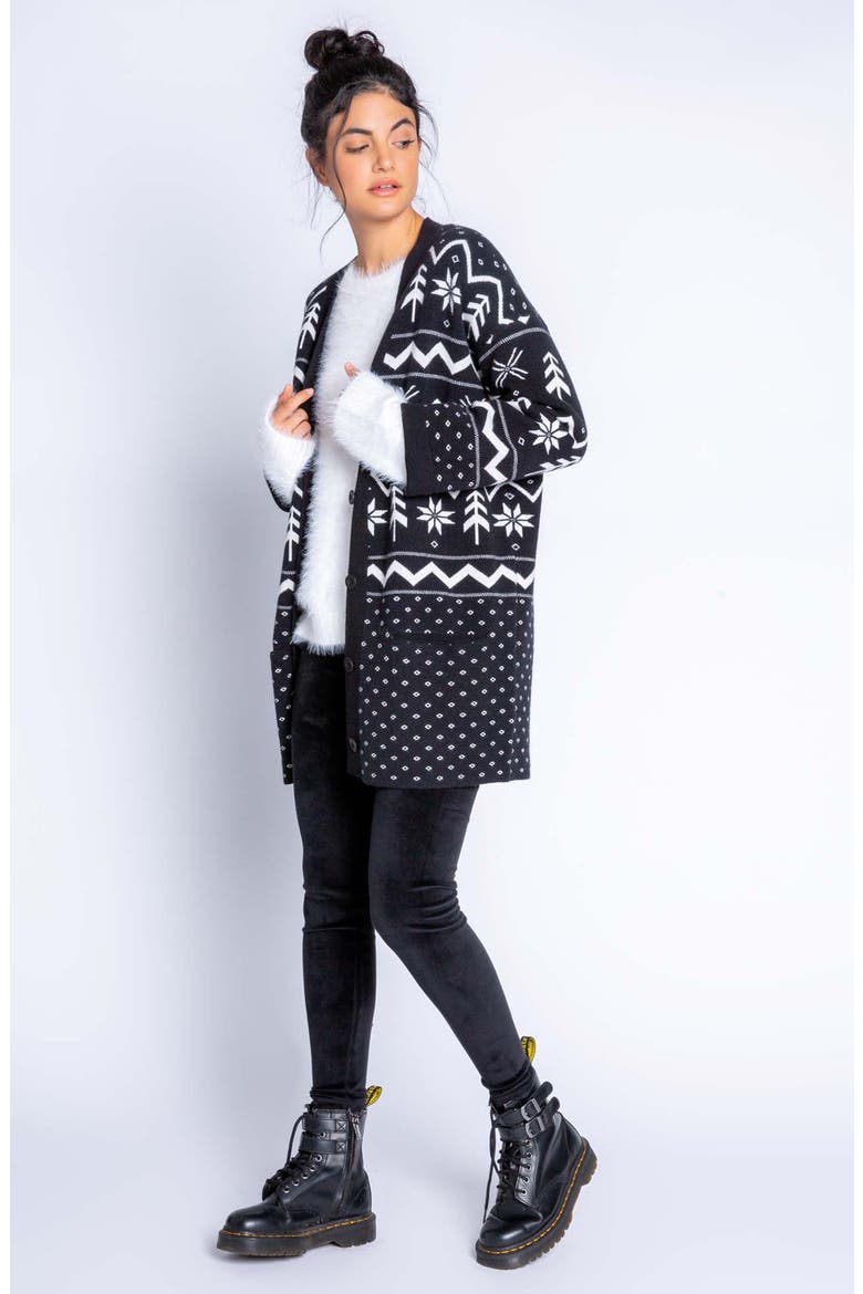 Alpine Night Cardigan, Alternate, color, BLACK