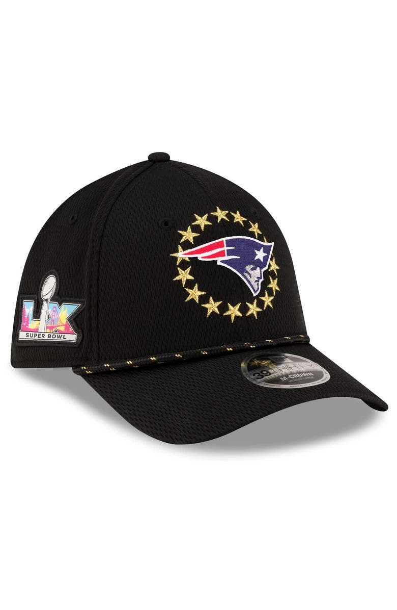 New Era Men's New Era Black New England Patriots Super Bowl LX 39THIRTY M-Crown Rope Flex Hat, Main, color, Black