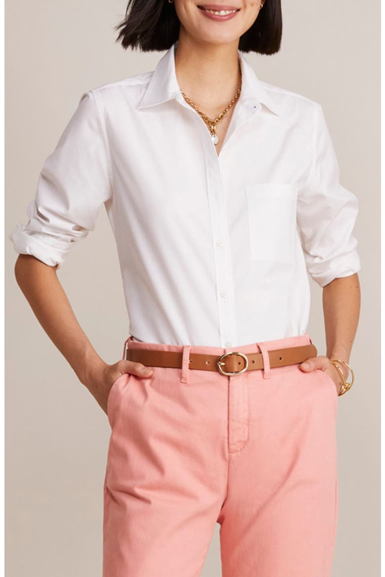 Stretch Cotton Button-Up Shirt, Main, color, WHITE CAP