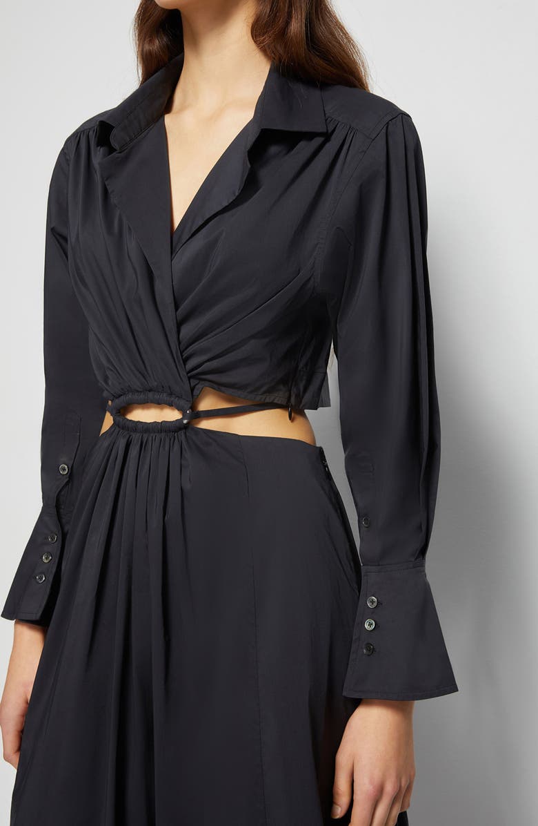 Simkhai Jonathan Simkhai Alex Pleated Poplin Long Sleeve Dress, Alternate, color, 