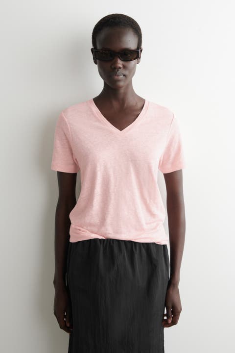 V-neck Linen T-shirt