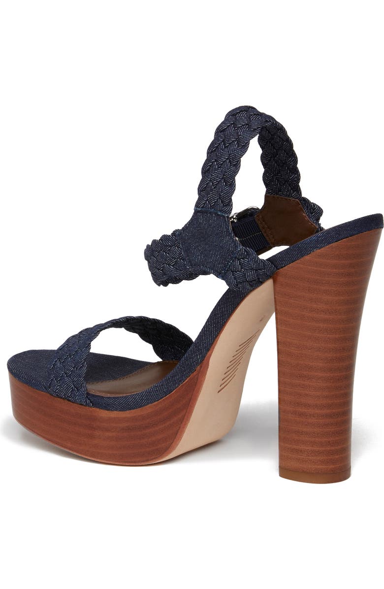 PAIGE Denim Ankle Strap Platform Sandal, Alternate, color,